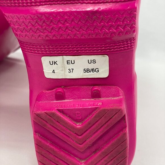 Hunter Original Kids Gloss Tall Wellington Rain Boots Pink Size Girls 6 Women 8 - Picture 10 of 13